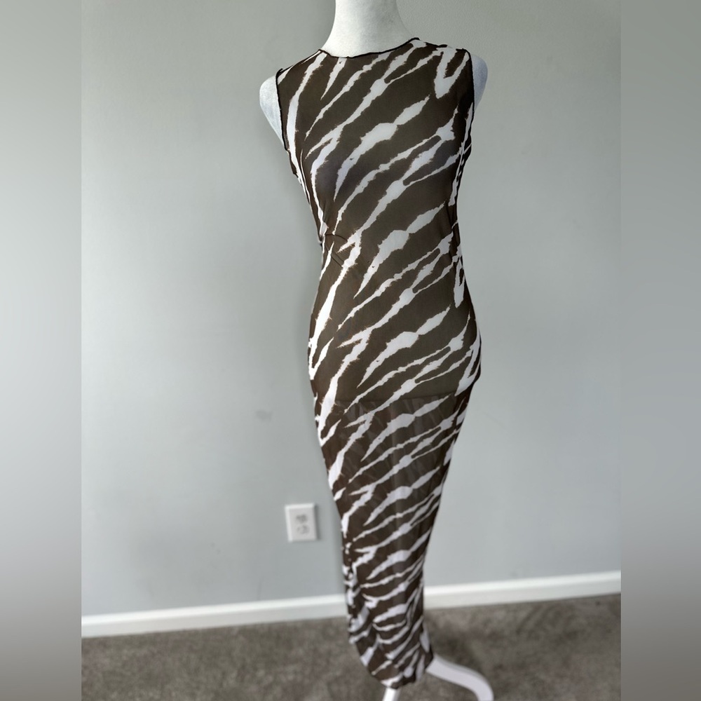 Swim coverup dress brown/white